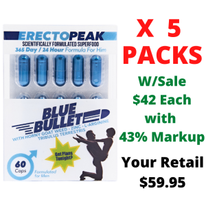 (D) ErectoPeak Blue Bullet 5 Pack - 43% Markup